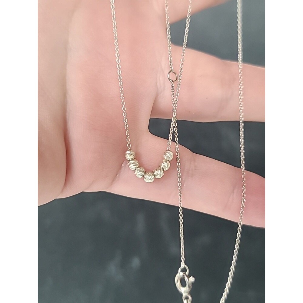 925 Sterling Silver Beaded Necklace Vintage Adjustable